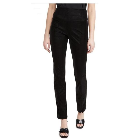 Good American High Waist Vegan Leather Black Croc Exec Pants Size Small 1 NWT - Picture 3 of 13